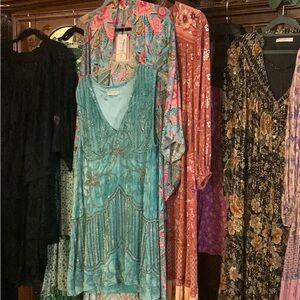 Hand Beaded Turquoise Dress from Australia, approx. 4-6 sz STUNNING ARTWORK!!